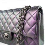 CHANEL Handbag 17S Purple Iridescent Lambskin Quilted Classic Flap Medium -Knockoff
