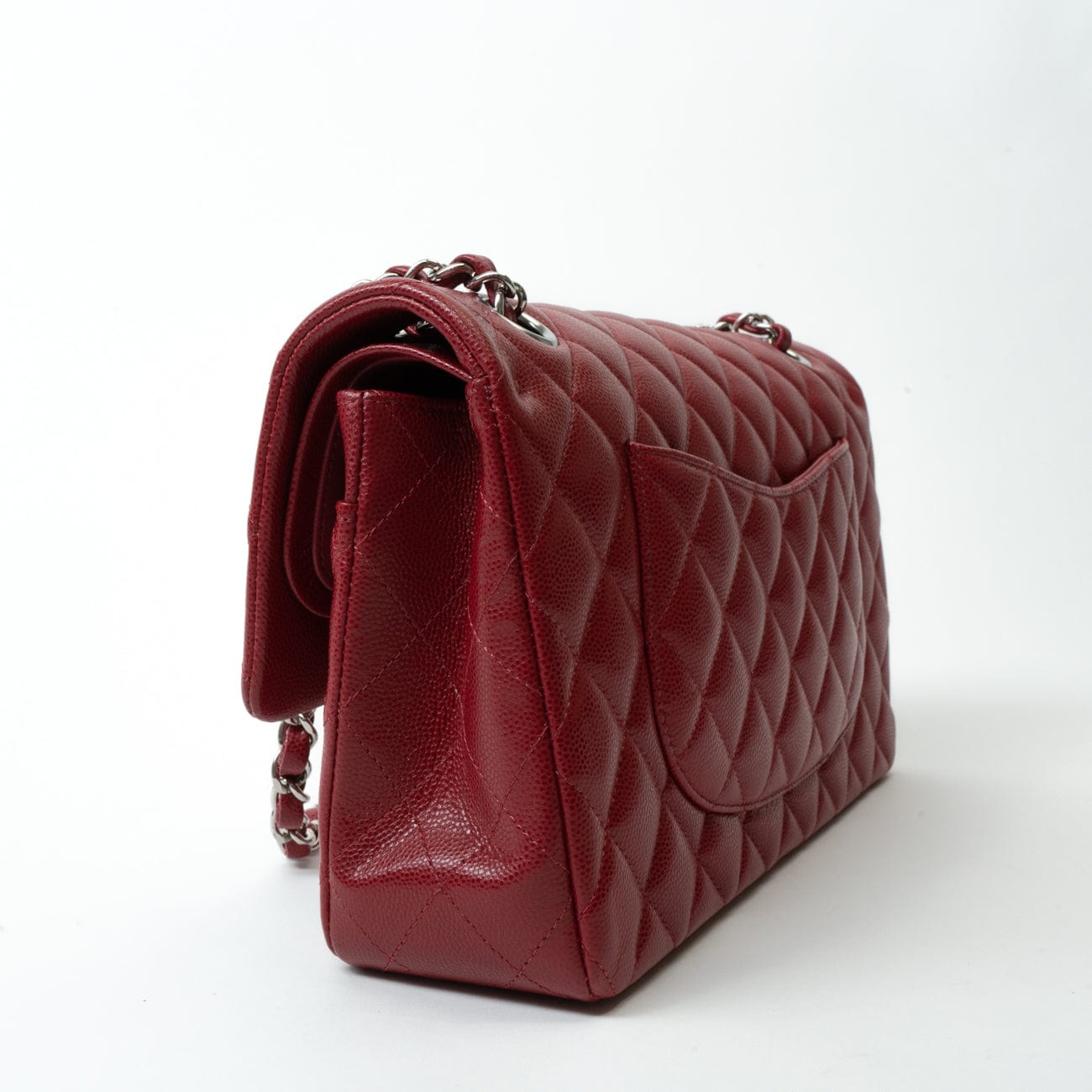 CHANEL Handbag 18B Raspberry Red Caviar Quilted Classic Flap Medium Silver Hardware -Knockoff
