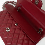 CHANEL Handbag 18B Raspberry Red Caviar Quilted Classic Flap Medium Silver Hardware -Knockoff
