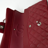 CHANEL Handbag 18B Raspberry Red Caviar Quilted Classic Flap Medium Silver Hardware -Knockoff
