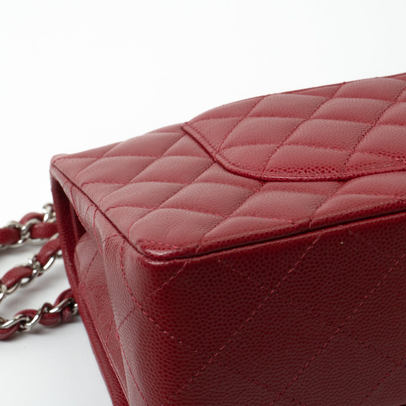 CHANEL Handbag 18B Raspberry Red Caviar Quilted Classic Flap Medium Silver Hardware -Knockoff
