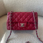 CHANEL Handbag 18B Raspberry Red Caviar Quilted Mini Rectangular Single Flap with Light Gold Hardware -Knockoff
