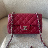 CHANEL Handbag 18B Raspberry Red Caviar Quilted Mini Rectangular Single Flap with Light Gold Hardware -Knockoff
