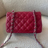 CHANEL Handbag 18B Raspberry Red Caviar Quilted Mini Rectangular Single Flap with Light Gold Hardware -Knockoff
