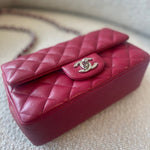 CHANEL Handbag 18B Raspberry Red Caviar Quilted Mini Rectangular Single Flap with Light Gold Hardware -Knockoff
