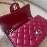 CHANEL Handbag 18B Raspberry Red Caviar Quilted Mini Rectangular Single Flap with Light Gold Hardware -Knockoff
