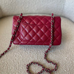 CHANEL Handbag 18B Raspberry Red Caviar Quilted Mini Rectangular Single Flap with Light Gold Hardware -Knockoff
