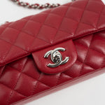 CHANEL Handbag 18B Raspberry Red Caviar Quilted Mini Rectangular Single Flap with Silver Hardware -Knockoff
