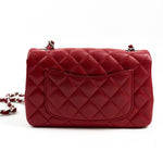 CHANEL Handbag 18B Raspberry Red Caviar Quilted Mini Rectangular Single Flap with Silver Hardware -Knockoff
