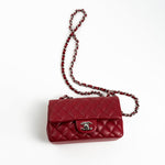 CHANEL Handbag 18B Raspberry Red Caviar Quilted Mini Rectangular Single Flap with Silver Hardware -Knockoff
