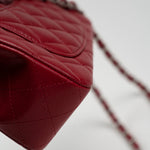 CHANEL Handbag 18B Raspberry Red Caviar Quilted Mini Rectangular Single Flap with Silver Hardware -Knockoff
