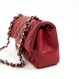 CHANEL Handbag 18B Raspberry Red Caviar Quilted Mini Rectangular Single Flap with Silver Hardware -Knockoff
