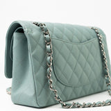 CHANEL Handbag 18C Light Blue Caviar Quilted Medium Classic Flap Edge Stitching Silver Hardware -Knockoff
