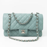 CHANEL Handbag 18C Light Blue Caviar Quilted Medium Classic Flap Edge Stitching Silver Hardware -Knockoff
