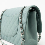 CHANEL Handbag 18C Light Blue Caviar Quilted Medium Classic Flap Edge Stitching Silver Hardware -Knockoff
