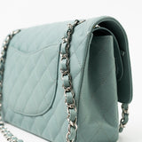 CHANEL Handbag 18C Light Blue Caviar Quilted Medium Classic Flap Edge Stitching Silver Hardware -Knockoff
