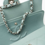 CHANEL Handbag 18C Light Blue Caviar Quilted Medium Classic Flap Edge Stitching Silver Hardware -Knockoff
