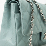 CHANEL Handbag 18C Light Blue Caviar Quilted Medium Classic Flap Edge Stitching Silver Hardware -Knockoff
