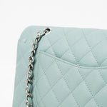 CHANEL Handbag 18C Light Blue Caviar Quilted Medium Classic Flap Edge Stitching Silver Hardware -Knockoff
