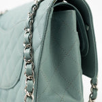 CHANEL Handbag 18C Light Blue Caviar Quilted Medium Classic Flap Edge Stitching Silver Hardware -Knockoff
