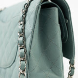 CHANEL Handbag 18C Light Blue Caviar Quilted Medium Classic Flap Edge Stitching Silver Hardware -Knockoff
