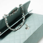 CHANEL Handbag 18C Light Blue Caviar Quilted Medium Classic Flap Edge Stitching Silver Hardware -Knockoff
