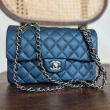 CHANEL Handbag 18S Dark Blue Caviar Quilted Classic Double Flap Light Gold Hardware -Knockoff
