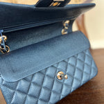 CHANEL Handbag 18S Dark Blue Caviar Quilted Classic Double Flap Light Gold Hardware -Knockoff
