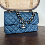 CHANEL Handbag 18S Dark Blue Caviar Quilted Classic Double Flap Light Gold Hardware -Knockoff
