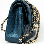 CHANEL Handbag 18S Dark Blue Small Caviar Quilted Classic Double Flap Light Gold Hardware -Knockoff
