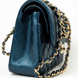 CHANEL Handbag 18S Dark Blue Small Caviar Quilted Classic Double Flap Light Gold Hardware -Knockoff
