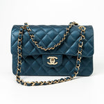 CHANEL Handbag 18S Dark Blue Small Caviar Quilted Classic Double Flap Light Gold Hardware -Knockoff
