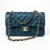 CHANEL Handbag 18S Dark Blue Small Caviar Quilted Classic Double Flap Light Gold Hardware -Knockoff
