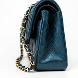 CHANEL Handbag 18S Dark Blue Small Caviar Quilted Classic Double Flap Light Gold Hardware -Knockoff
