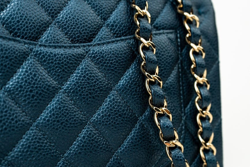 CHANEL Handbag 18S Dark Blue Small Caviar Quilted Classic Double Flap Light Gold Hardware -Knockoff
