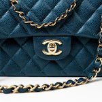 CHANEL Handbag 18S Dark Blue Small Caviar Quilted Classic Double Flap Light Gold Hardware -Knockoff
