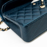 CHANEL Handbag 18S Dark Blue Small Caviar Quilted Classic Double Flap Light Gold Hardware -Knockoff
