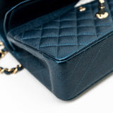 CHANEL Handbag 18S Dark Blue Small Caviar Quilted Classic Double Flap Light Gold Hardware -Knockoff
