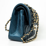 CHANEL Handbag 18S Dark Blue Small Caviar Quilted Classic Double Flap Light Gold Hardware -Knockoff
