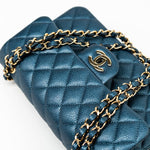 CHANEL Handbag 18S Dark Blue Small Caviar Quilted Classic Double Flap Light Gold Hardware -Knockoff
