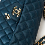 CHANEL Handbag 18S Dark Blue Small Caviar Quilted Classic Double Flap Light Gold Hardware -Knockoff
