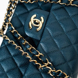 CHANEL Handbag 18S Dark Blue Small Caviar Quilted Classic Double Flap Light Gold Hardware -Knockoff
