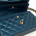 CHANEL Handbag 18S Dark Blue Small Caviar Quilted Classic Double Flap Light Gold Hardware -Knockoff
