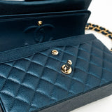 CHANEL Handbag 18S Dark Blue Small Caviar Quilted Classic Double Flap Light Gold Hardware -Knockoff
