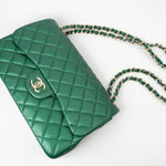 CHANEL Handbag 18S Emerald Green Caviar Quilted Classic Flap Jumbo Light Gold Hardware -Knockoff
