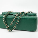 CHANEL Handbag 18S Emerald Green Caviar Quilted Classic Flap Jumbo Light Gold Hardware -Knockoff
