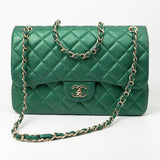 CHANEL Handbag 18S Emerald Green Caviar Quilted Classic Flap Jumbo Light Gold Hardware -Knockoff
