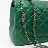 CHANEL Handbag 18S Emerald Green Caviar Quilted Classic Flap Jumbo Light Gold Hardware -Knockoff
