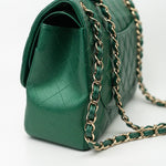 CHANEL Handbag 18S Emerald Green Caviar Quilted Classic Flap Jumbo Light Gold Hardware -Knockoff
