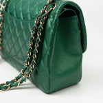 CHANEL Handbag 18S Emerald Green Caviar Quilted Classic Flap Jumbo Light Gold Hardware -Knockoff
